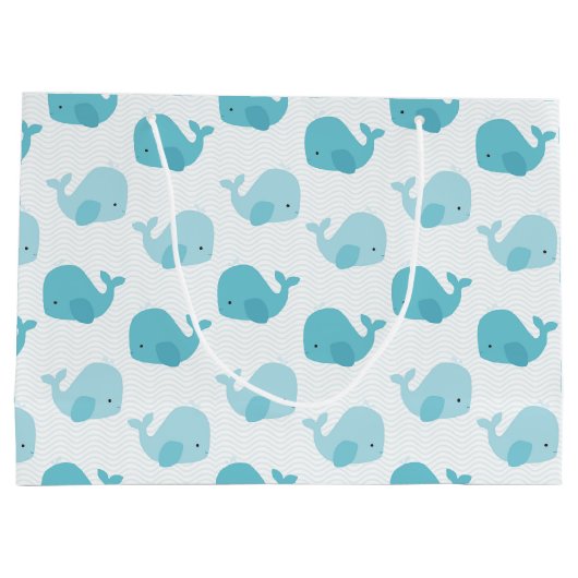 Grand Sac Cadeau Belles baleines de bleus layette (Dos)