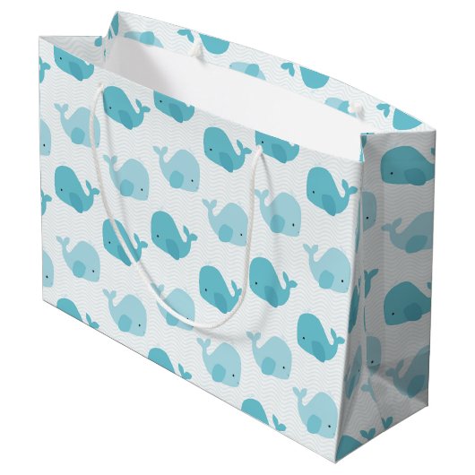 Grand Sac Cadeau Belles baleines de bleus layette (Dos Angle)