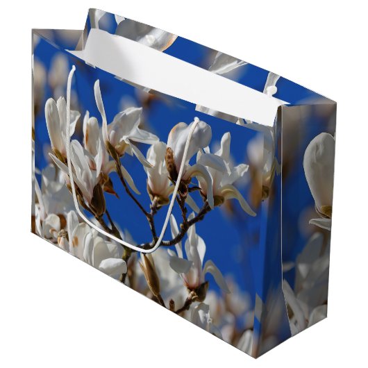 Grand Sac Cadeau Belles fleurs blanches de Magnolia Sargentiana (Devant Angle)