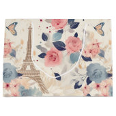 Grand Sac Cadeau Belles Fleurs et Tour Eiffel Paris (Devant)