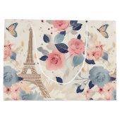 Grand Sac Cadeau Belles Fleurs et Tour Eiffel Paris (Dos)