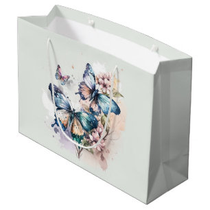 Grand Sac Cadeau Belles papillons et fleurs