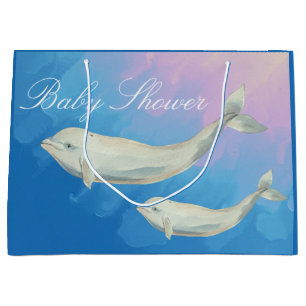 Grand Sac Cadeau Beluga Whale Maman et Baby shower de veau