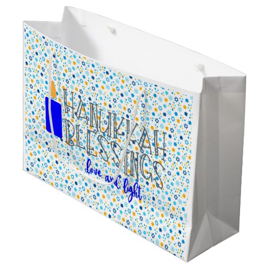 Grand Sac Cadeau Bénédictions d'Hanoukka (Devant Angle)