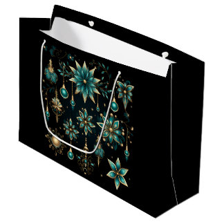 GRAND SAC CADEAU BÉNÉFICIEZ DE JOLIS ORNEMENTS SAPHIR ET OR POUR NO