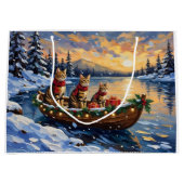 Grand Sac Cadeau Bengal Cat Christmas Boat Holiday (Devant)