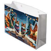 Grand Sac Cadeau Bengal Cats Christmas Snow Holiday (Dos Angle)
