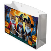 Grand Sac Cadeau Bengal Chats Citrouille Halloween drôle (Dos Angle)