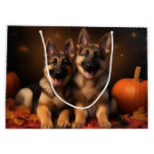 Grand Sac Cadeau Berger Allemand Chiot Citrouille d'automne (Dos)