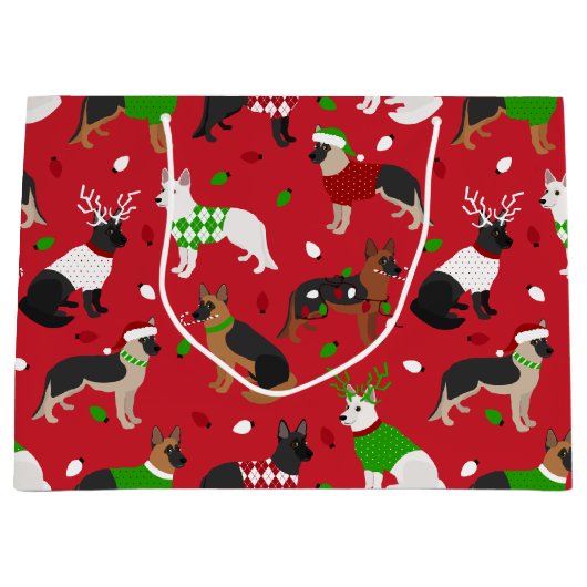 Grand Sac Cadeau Berger allemand de Noël (Devant)