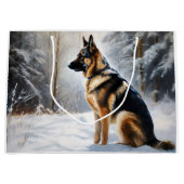 Grand Sac Cadeau Berger Allemand Laisser Neige Noël (Devant)