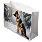 Grand Sac Cadeau Berger Allemand Laisser Neige Noël (Dos Angle)