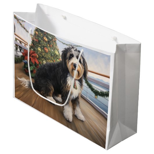 Grand Sac Cadeau Bernedoodle Christmas Cruise : Pawsome Holiday (Devant Angle)