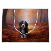 Grand Sac Cadeau Bernedoodle en automne Leaves automne Inspire (Devant)