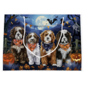 Grand Sac Cadeau Bernedoodle Halloween Éffrayant (Devant)