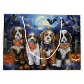 Grand Sac Cadeau Bernedoodle Halloween Éffrayant (Dos)