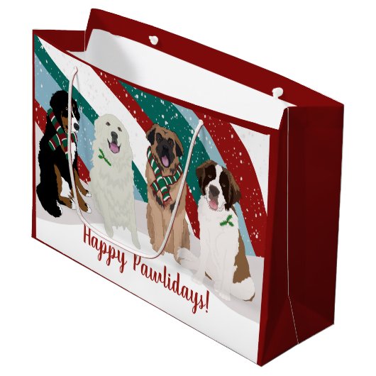 Grand Sac Cadeau Bernese Leonberger Grandes Pyrénées Noël Grand (Devant Angle)