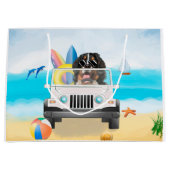 Grand Sac Cadeau bernese mountain Dog Driving on Beach (Devant)