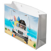 Grand Sac Cadeau bernese mountain Dog Driving on Beach (Dos Angle)