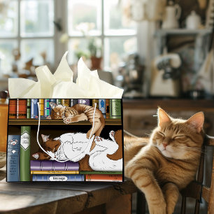 Grand Sac Cadeau Bibliothèque de chats de plateau de livres