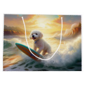 Grand Sac Cadeau Bichon Frise Beach Plage Surf Peinture (Dos)