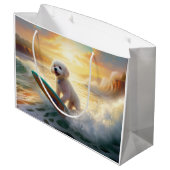 Grand Sac Cadeau Bichon Frise Beach Plage Surf Peinture (Dos Angle)