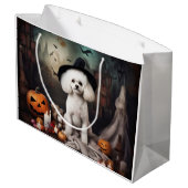 Grand Sac Cadeau Bichon Frise Citrouilles Halloween effrayant (Dos Angle)