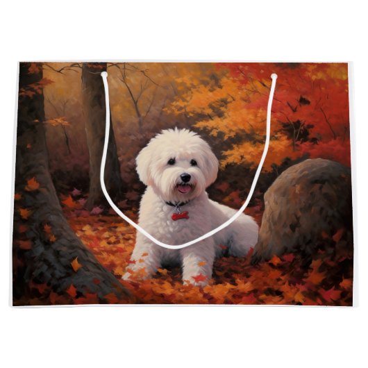 Grand Sac Cadeau Bichon Frise en automne Feuilles automne Inspire (Devant)