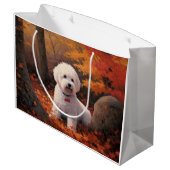 Grand Sac Cadeau Bichon Frise en automne Feuilles automne Inspire (Dos Angle)