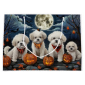 Grand Sac Cadeau Bichon Frise Halloween Éffrayant (Devant)