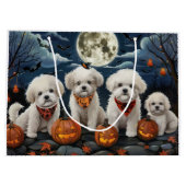 Grand Sac Cadeau Bichon Frise Halloween Éffrayant (Dos)