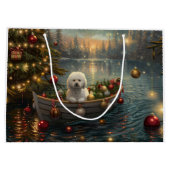 Grand Sac Cadeau Bichon Frise Noël Festive Voyage (Dos)