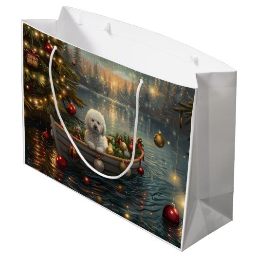 Grand Sac Cadeau Bichon Frise Noël Festive Voyage (Dos Angle)