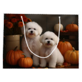 Grand Sac Cadeau Bichon Frise Puppy Automne Citrouille délice (Dos)