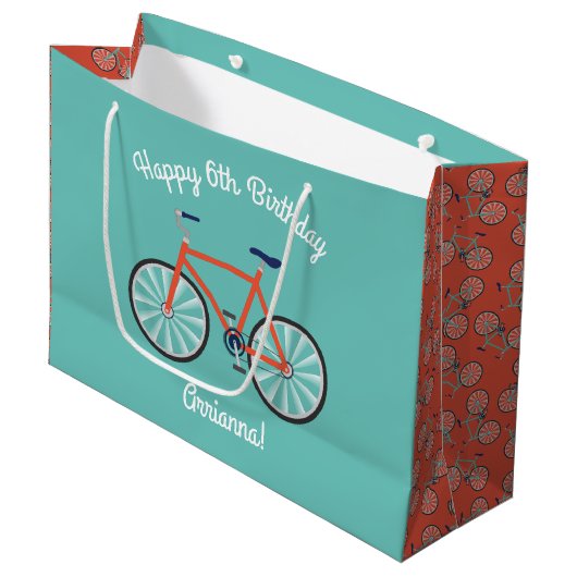 Grand Sac Cadeau Bicyclette mignonne Enfants Vélo Anniversaire Fête (Devant Angle)
