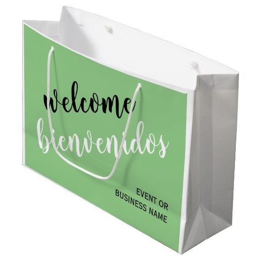 Grand Sac Cadeau Bienvenue Bienvenidos Espagnol Anglais Bilingue (Devant Angle)