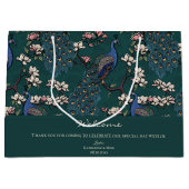 Grand Sac Cadeau Bienvenue Pics Floraux Turquoises foncés (Devant)