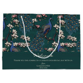 Grand Sac Cadeau Bienvenue Pics Floraux Turquoises foncés (Dos)