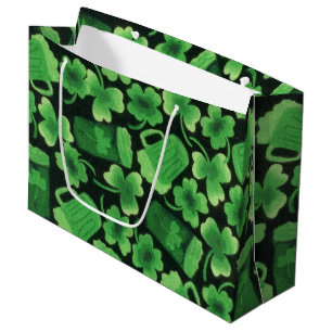 Grand Sac Cadeau Bières shamrocks et vertes