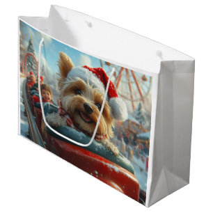 Grand Sac Cadeau Biewer Terrier Chien Montagnes Russes Noël