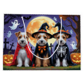 Grand Sac Cadeau Biewer Terrier Chiens Citrouille Halloween Funny (Dos)