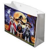 Grand Sac Cadeau Biewer Terrier Chiens Citrouille Halloween Funny (Dos Angle)