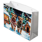 Grand Sac Cadeau Biewer Terrier Dogs Christmas Snow Holiday (Dos Angle)
