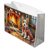 Grand Sac Cadeau Biewer Terrier Fireplace with Christmas Lights (Dos Angle)
