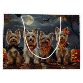 Grand Sac Cadeau Biewer Terrier Halloween Éffrayant (Dos)