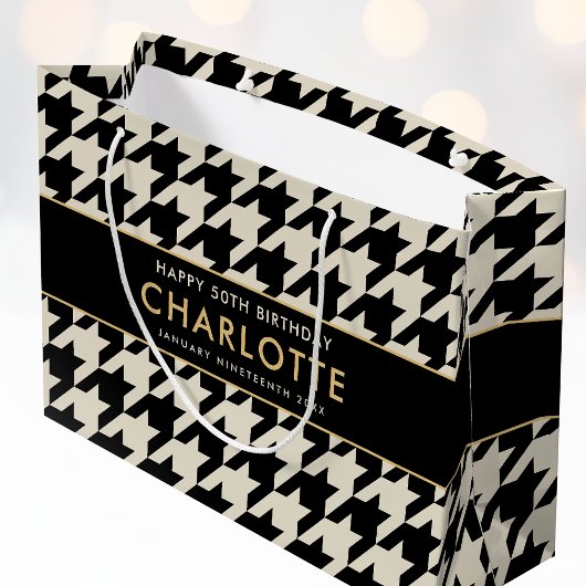 Grand Sac Cadeau Big Houndstooth Anniversaire n'importe quel âge 50