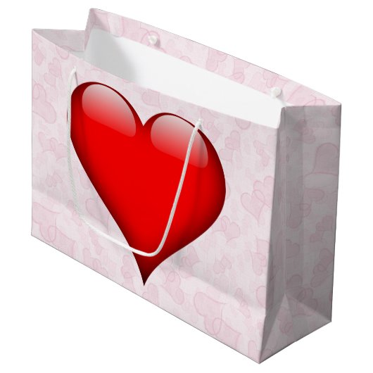 Grand Sac Cadeau Big Red Heart Pink Saint Valentin (Devant Angle)