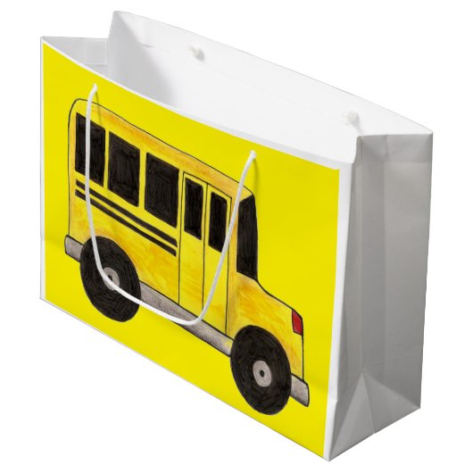 Grand Sac Cadeau Big Yellow School Bus Driver Enseignement (Devant Angle)
