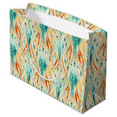 Grand Sac Cadeau Bijou Abstrait Turquoise Mandarine (Dos Angle)