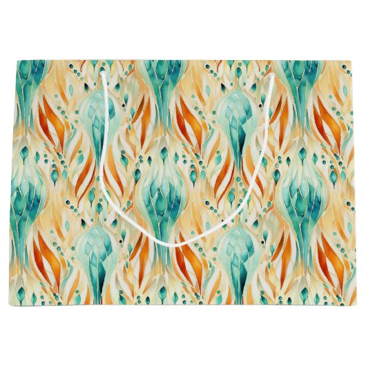 Grand Sac Cadeau Bijou Abstrait Turquoise Tangerine (Devant)